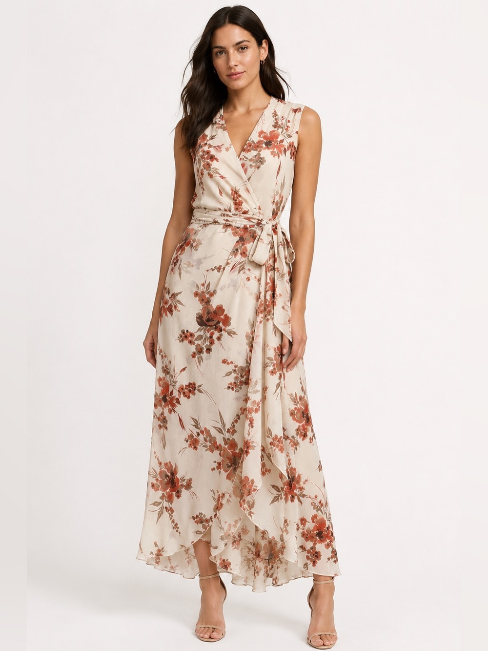Banana Republic 100% Silk Floral Wrap Maxi Dress Size 4